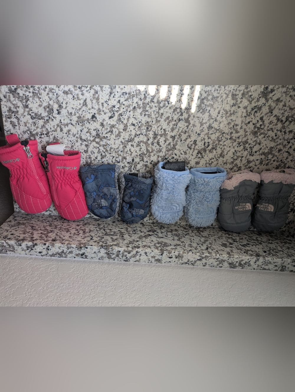 The North Face Light Blue Sherpa Baby Mittens